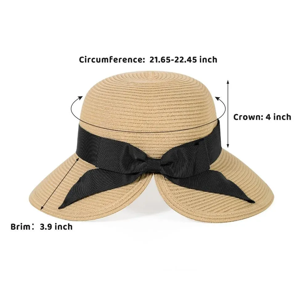 Women's Wide Brim Sun Hat - Summer Packable & Foldable Beach Straw Hat - UPF 50  | Adjustable Strap