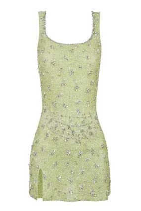 Wren Embellished Mini Dress - Matcha